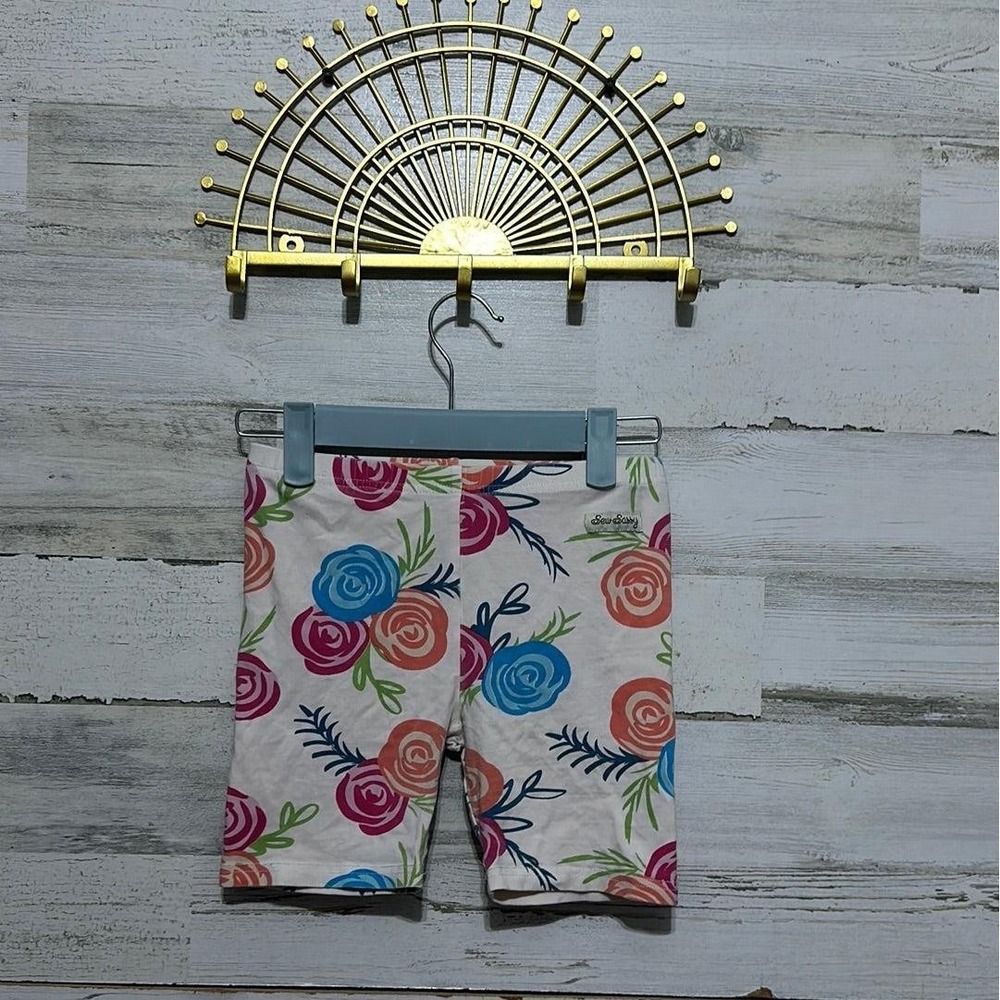 Sew Sassy Bike Shorts Girls 12 Multicolor Floral Rose Print EUC